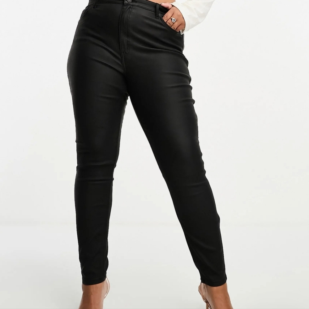 ASOS Curve black faux leather pants (US 16)